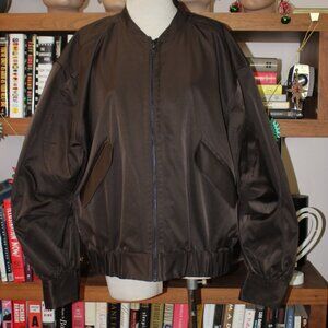 Equipment Femme NWT $375 Brown Satin Bomber Jacket L 'Delicioso' Bloomies